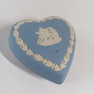 Wedgwood Blue Jasperware Small Heart Ceramic Lidded Trinket Box
